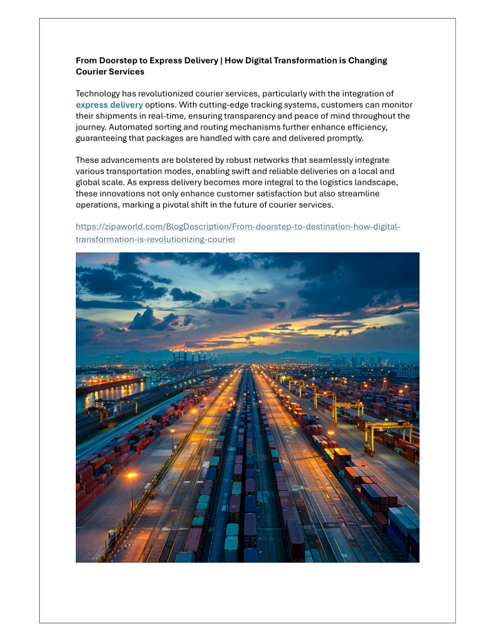 from doorstep to express delivery how digital n.w