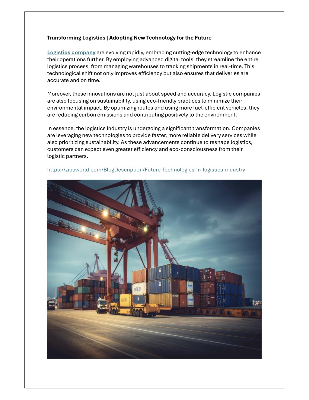transforming logistics adopting new technology l.w