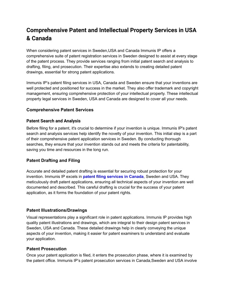 comprehensive patent and intellectual property n.w