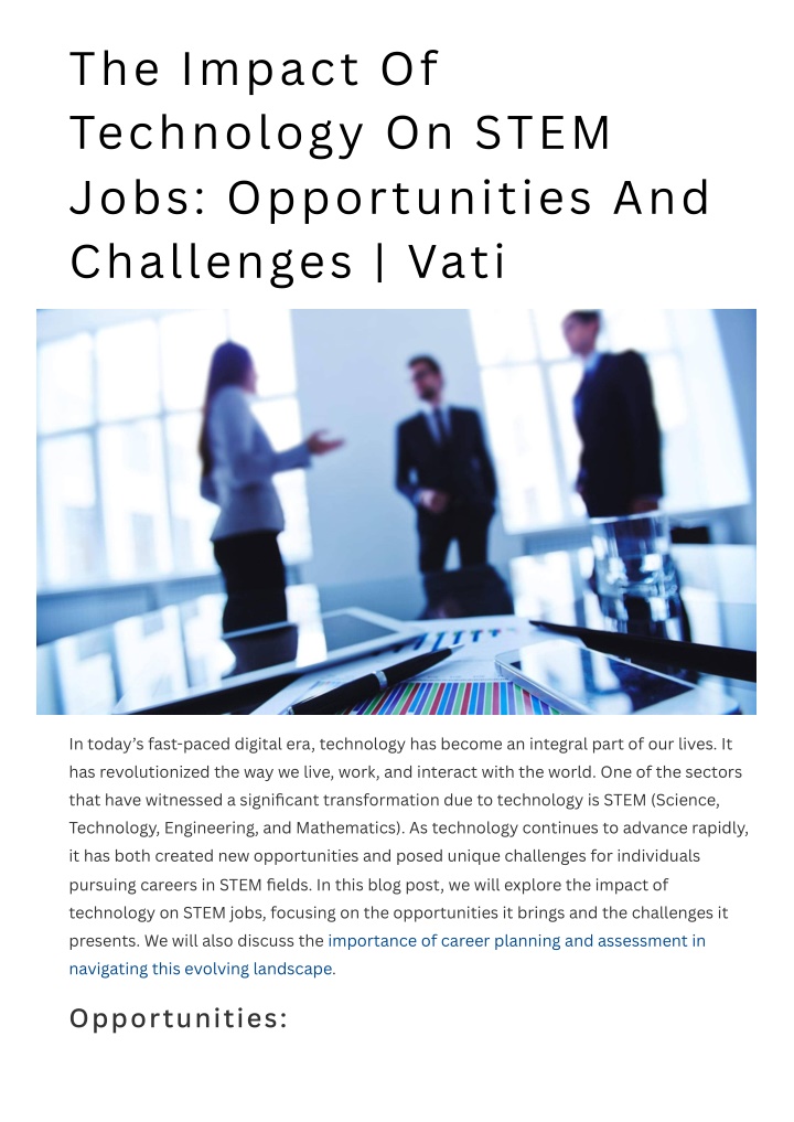 the impact of technology on stem jobs n.w