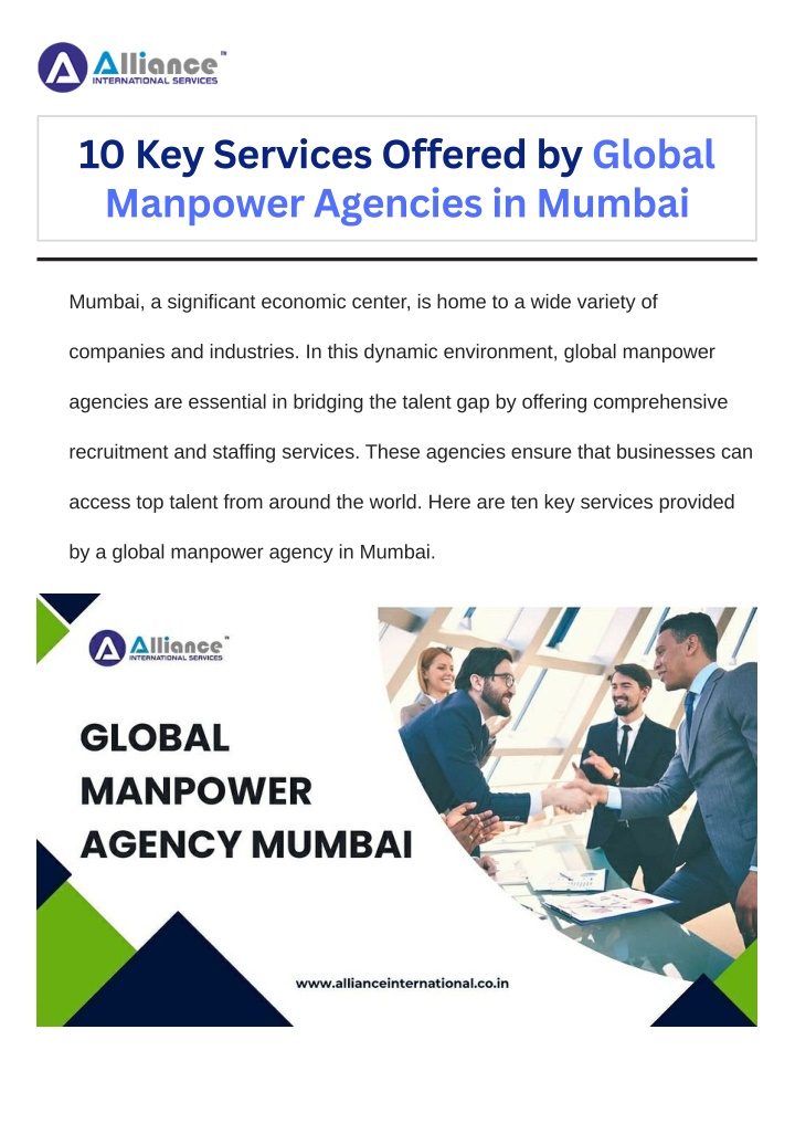 10 key services offered by global manpower n.w