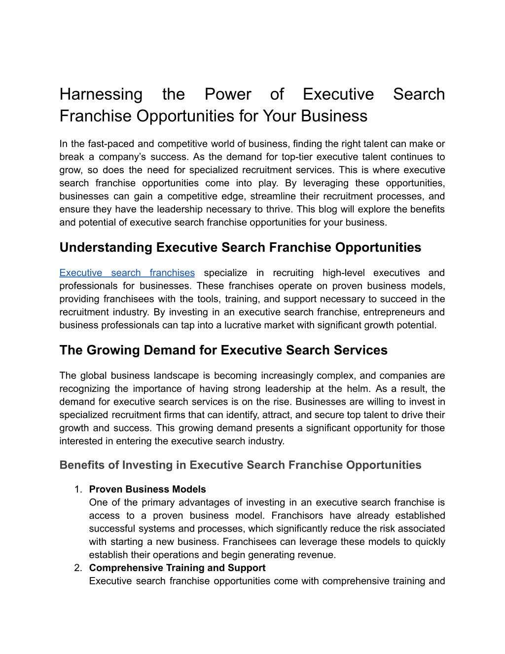harnessing franchise opportunities for your l.w