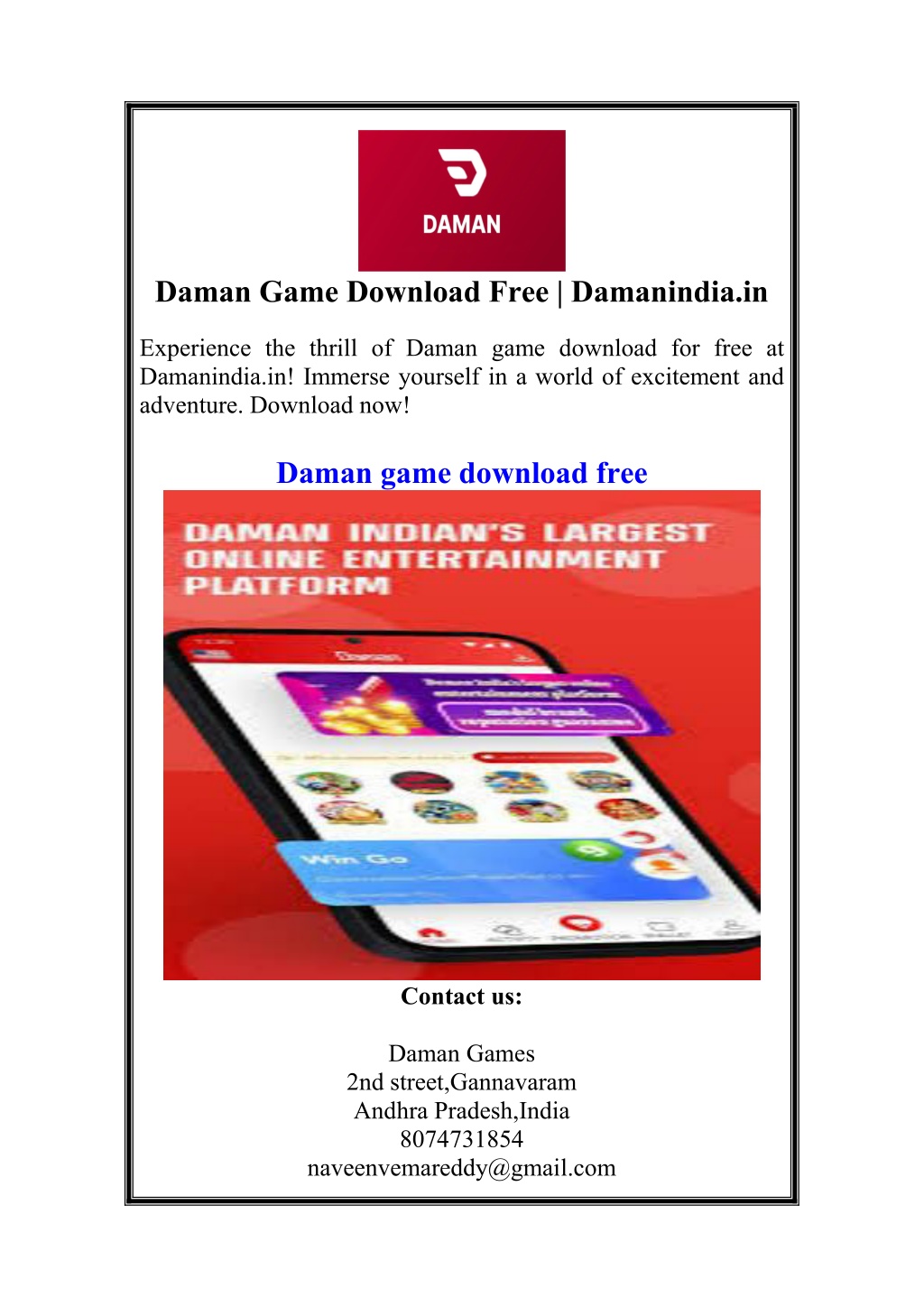 daman game download free damanindia in l.w