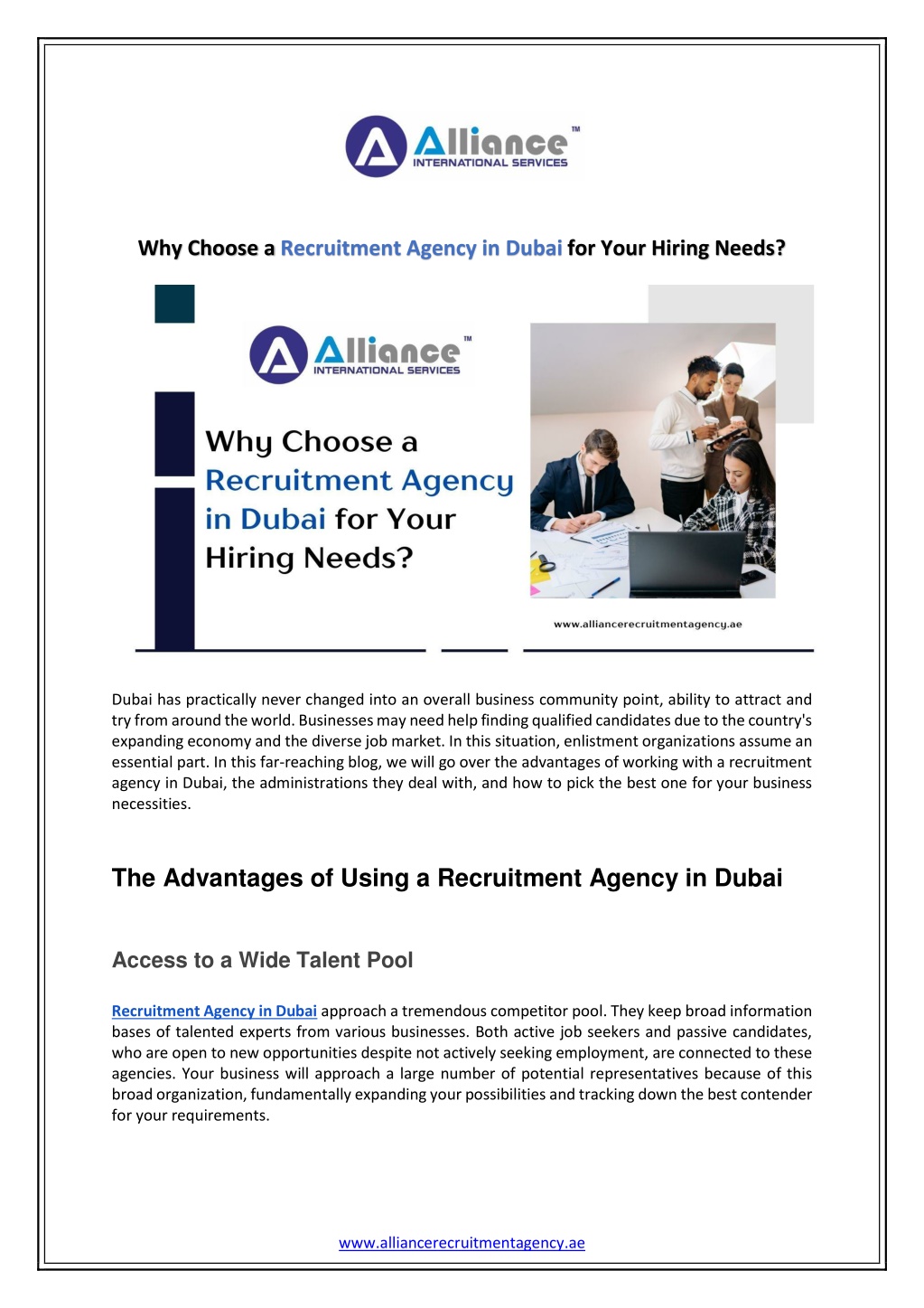 why choose a recruitment agency in dubai for your l.w