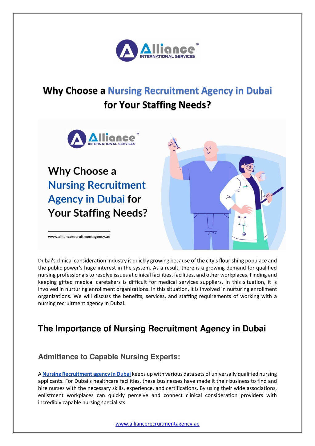 why choose a nursing recruitment agency in dubai l.w