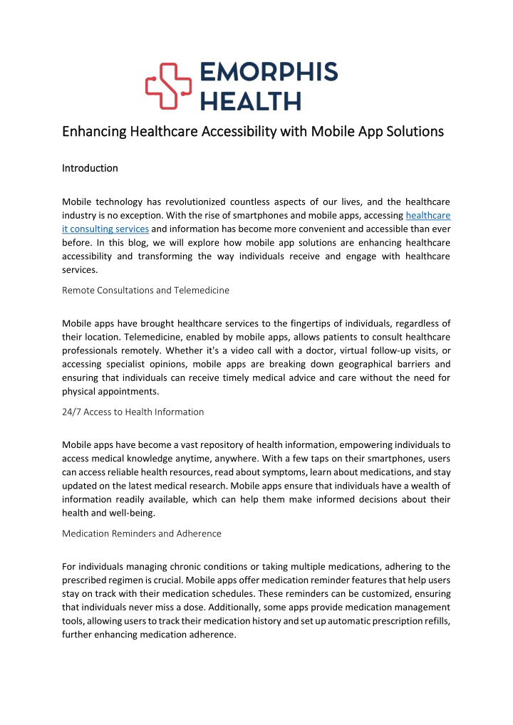enhancing healthcare accessibility with mobile n.w