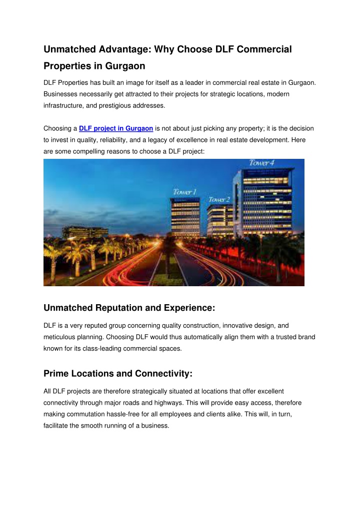 unmatched advantage why choose dlf commercial n.w