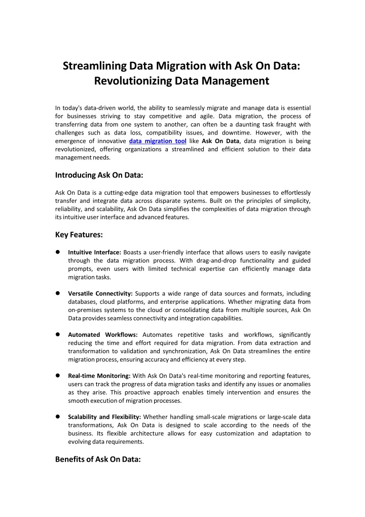 Know Streamlining Data Migration with Ask On Data