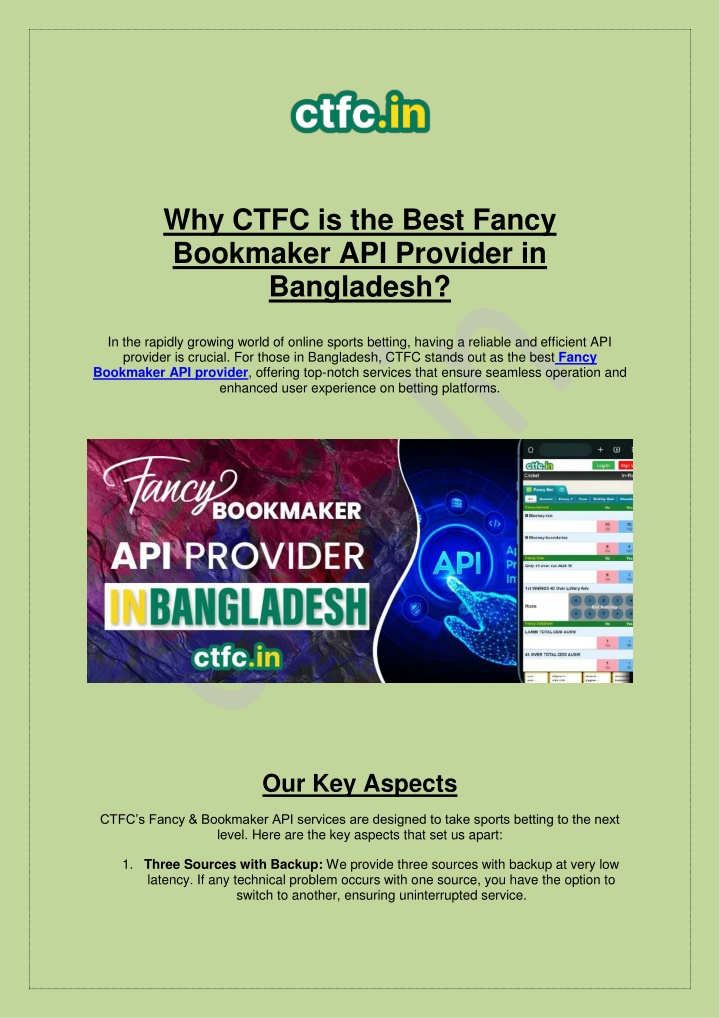 why ctfc is the best fancy bookmaker api provider n.w