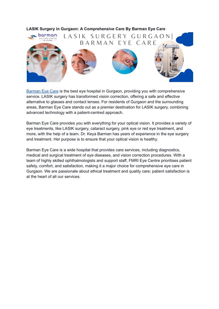 lasik surgery in gurgaon a comprehensive care n.w