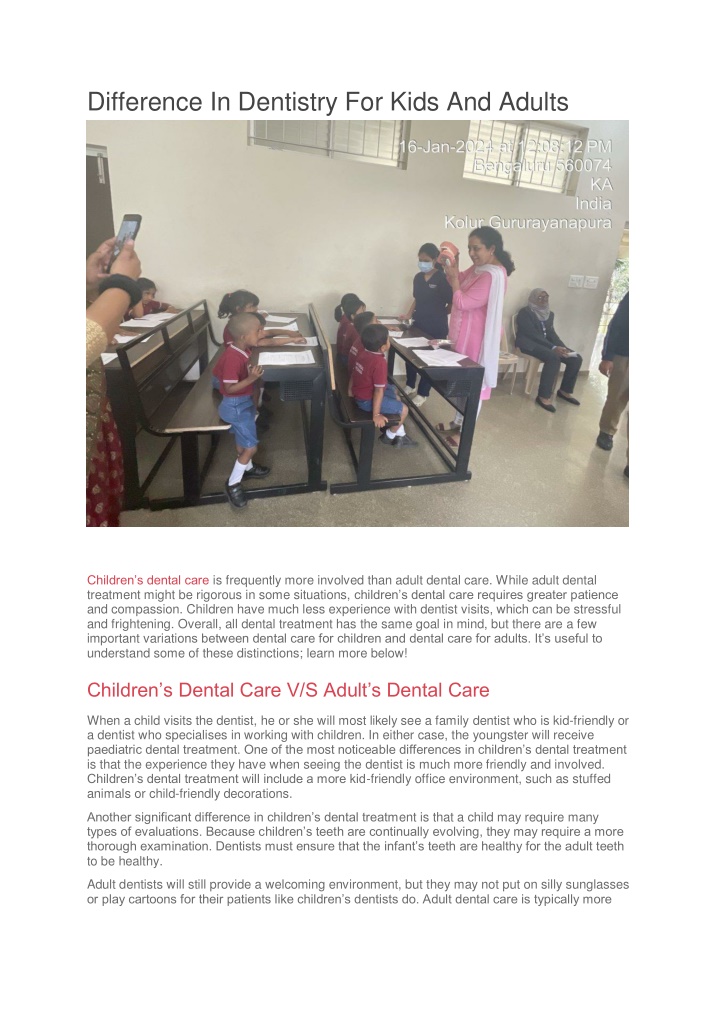 difference in dentistry for kids and adults n.w