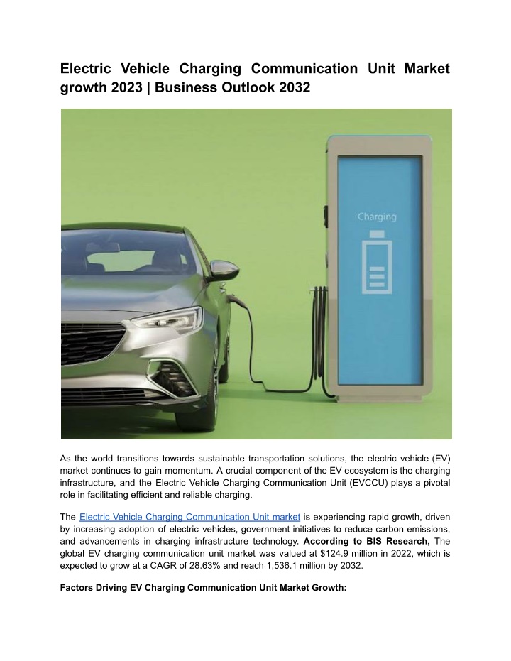 electric vehicle charging communication unit n.w