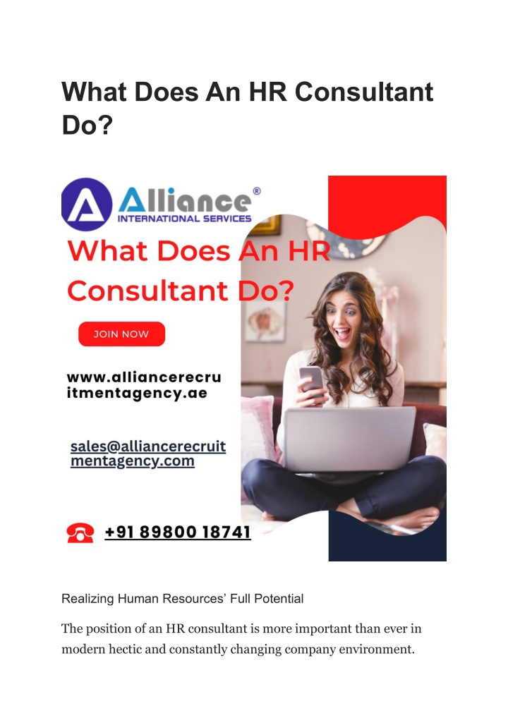 what does an hr consultant do n.w