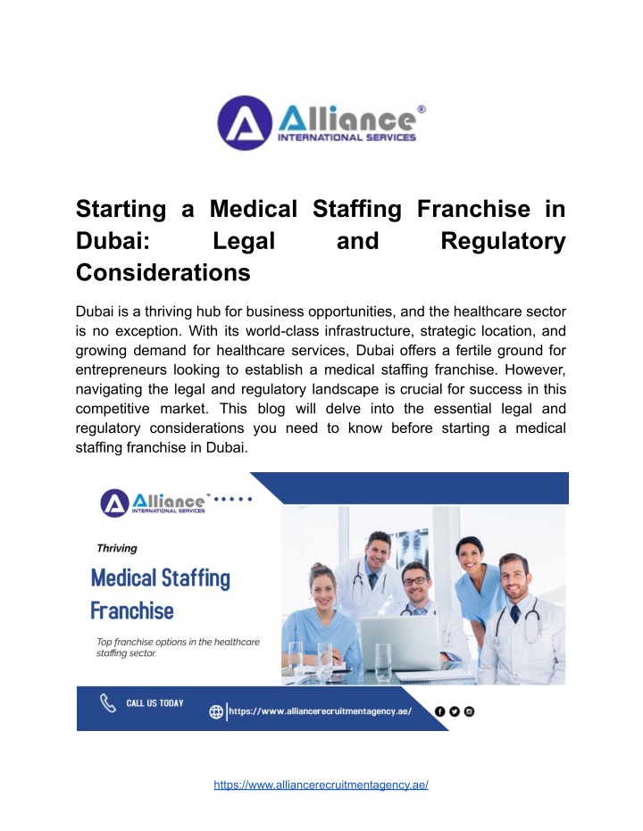 starting a medical staffing franchise in dubai n.w