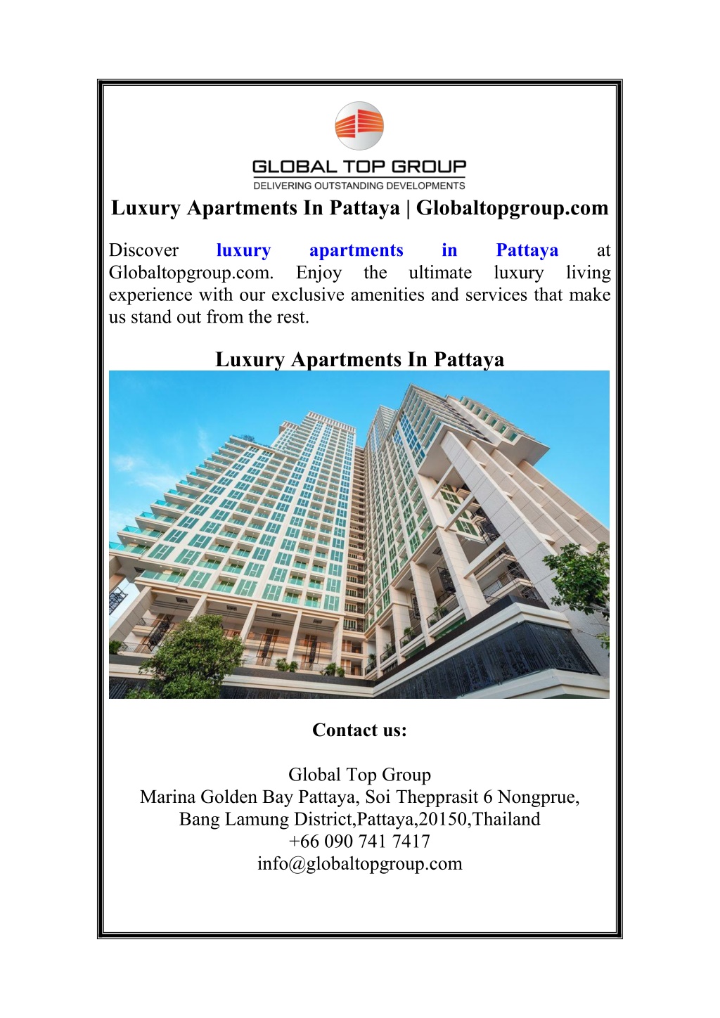 luxury apartments in pattaya globaltopgroup com l.w