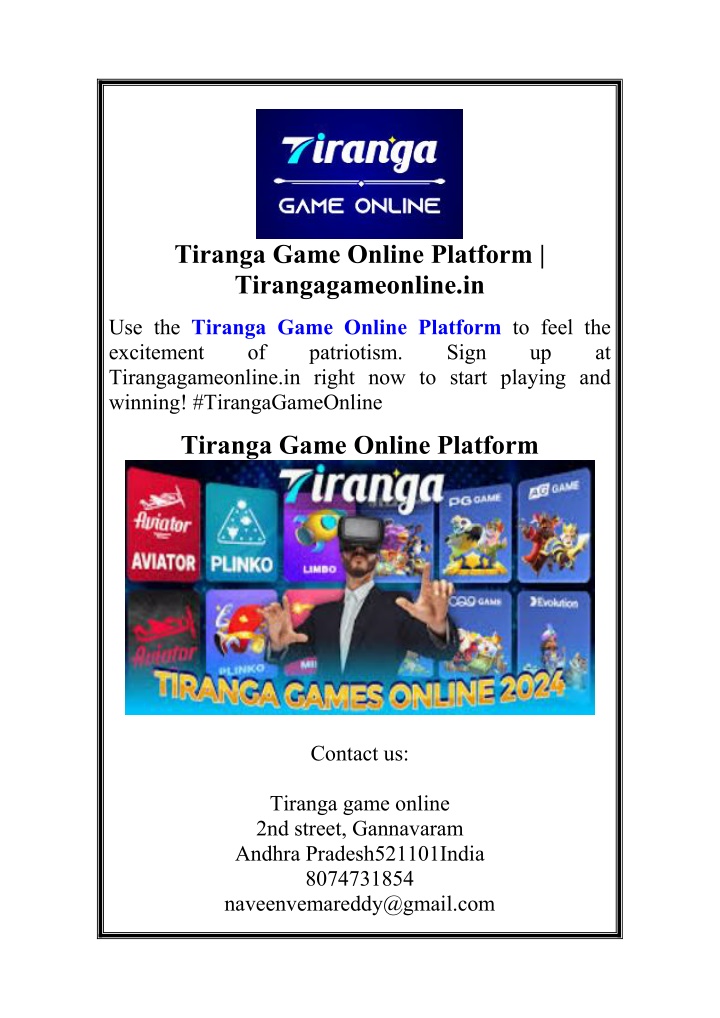 tiranga game online platform tirangagameonline in n.w