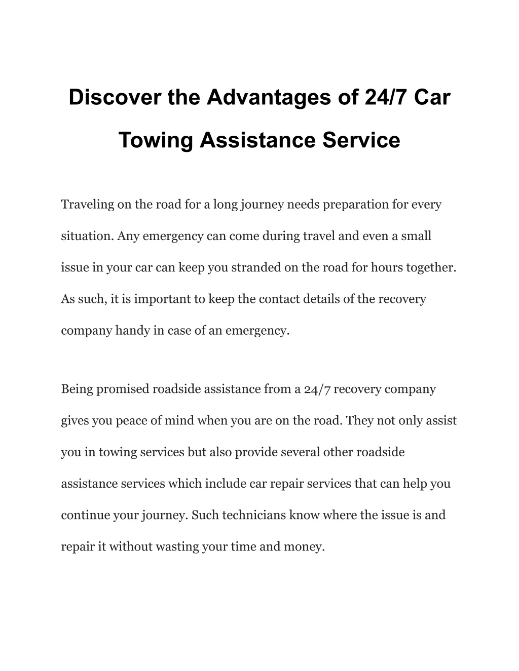 discover the advantages of 24 7 car l.w