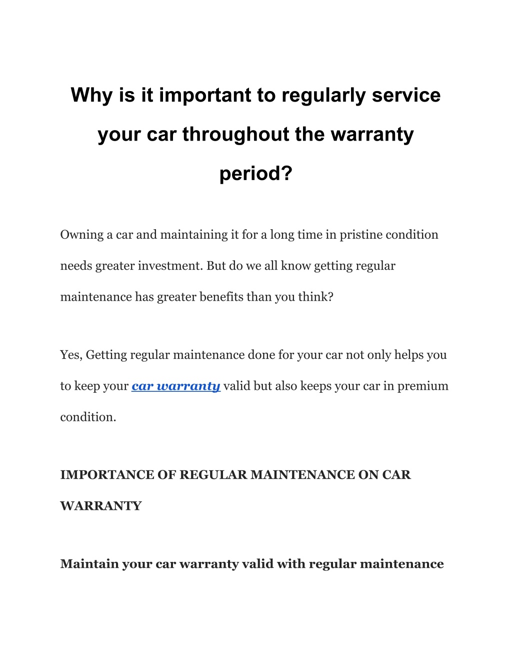 why is it important to regularly service l.w