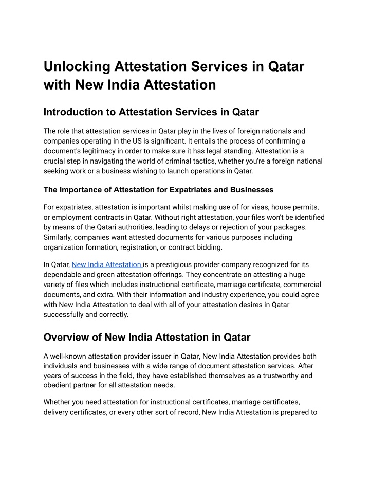 unlocking attestation services in qatar with n.w