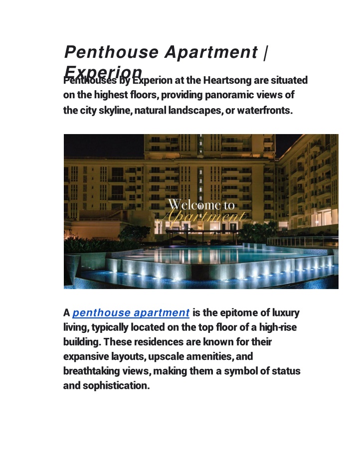 Penthouse Apartment | Experion