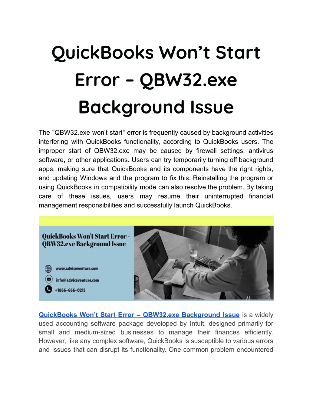 quickbooks won t start error qbw32 exe background l.w