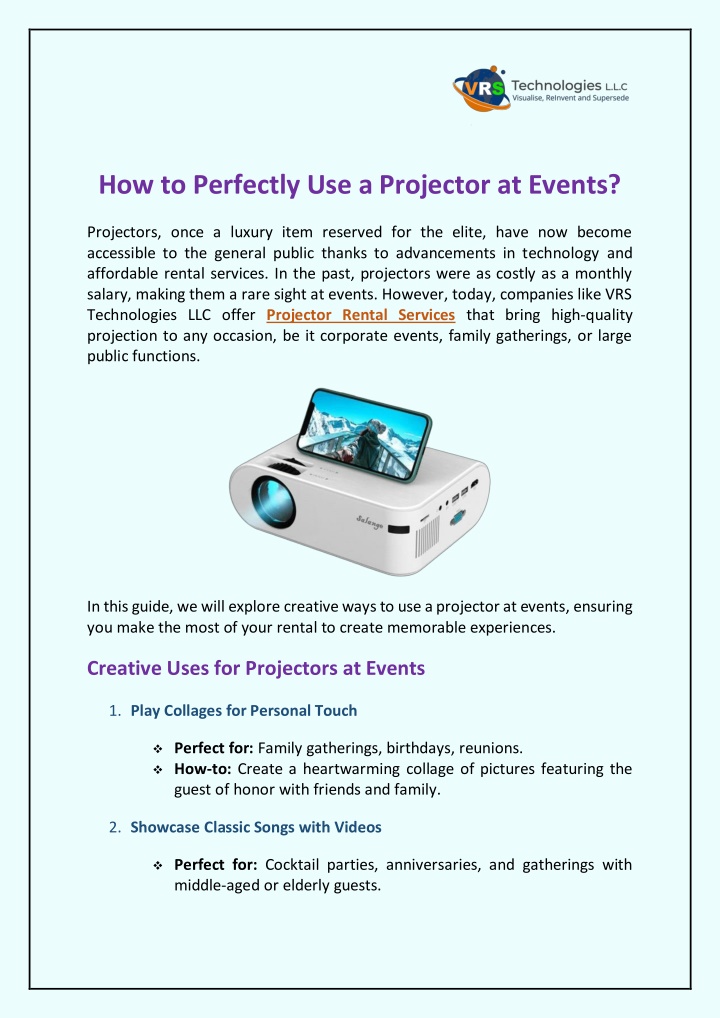 how to perfectly use a projector at events n.w