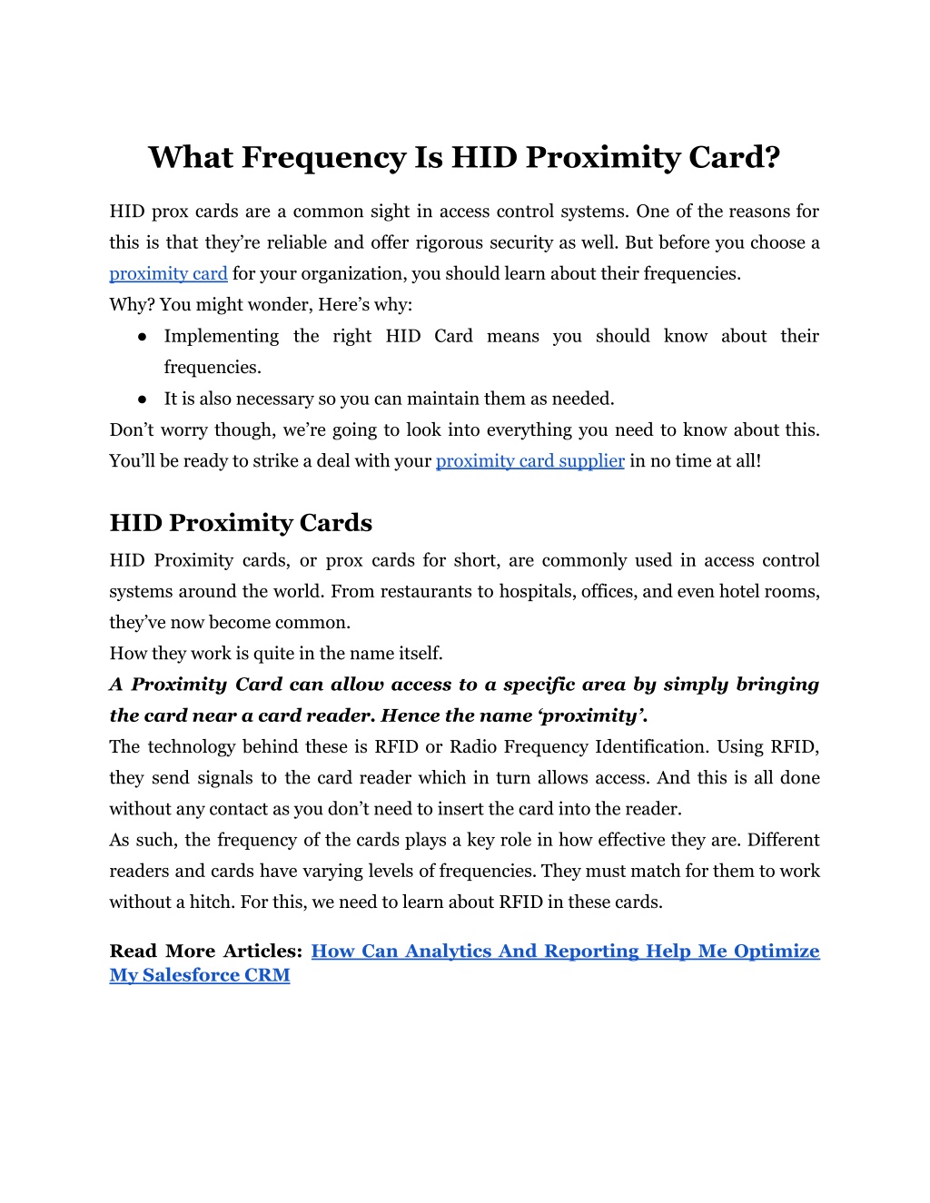 what frequency is hid proximity card l.w