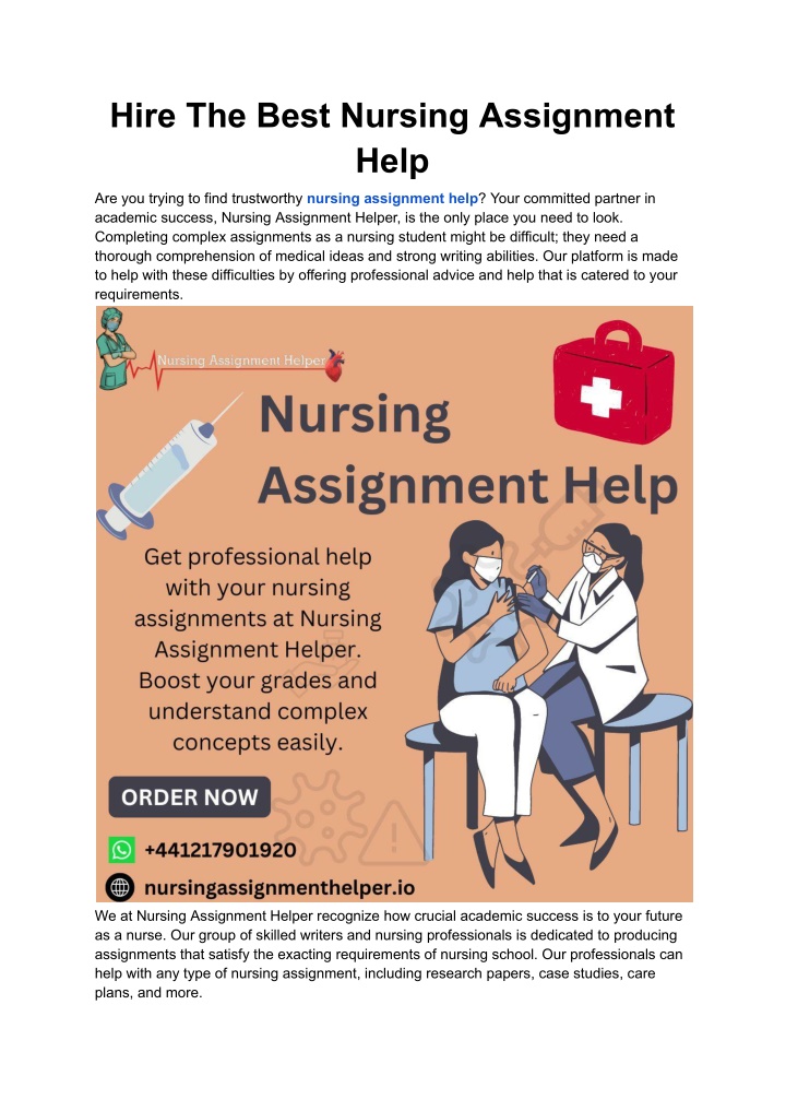 hire the best nursing assignment help n.w