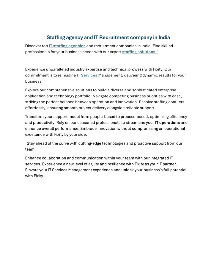 staffing agency and it recruitment company n.w