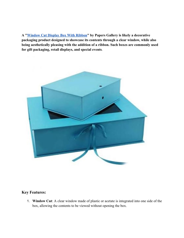 a window cut display box with ribbon by papers n.w