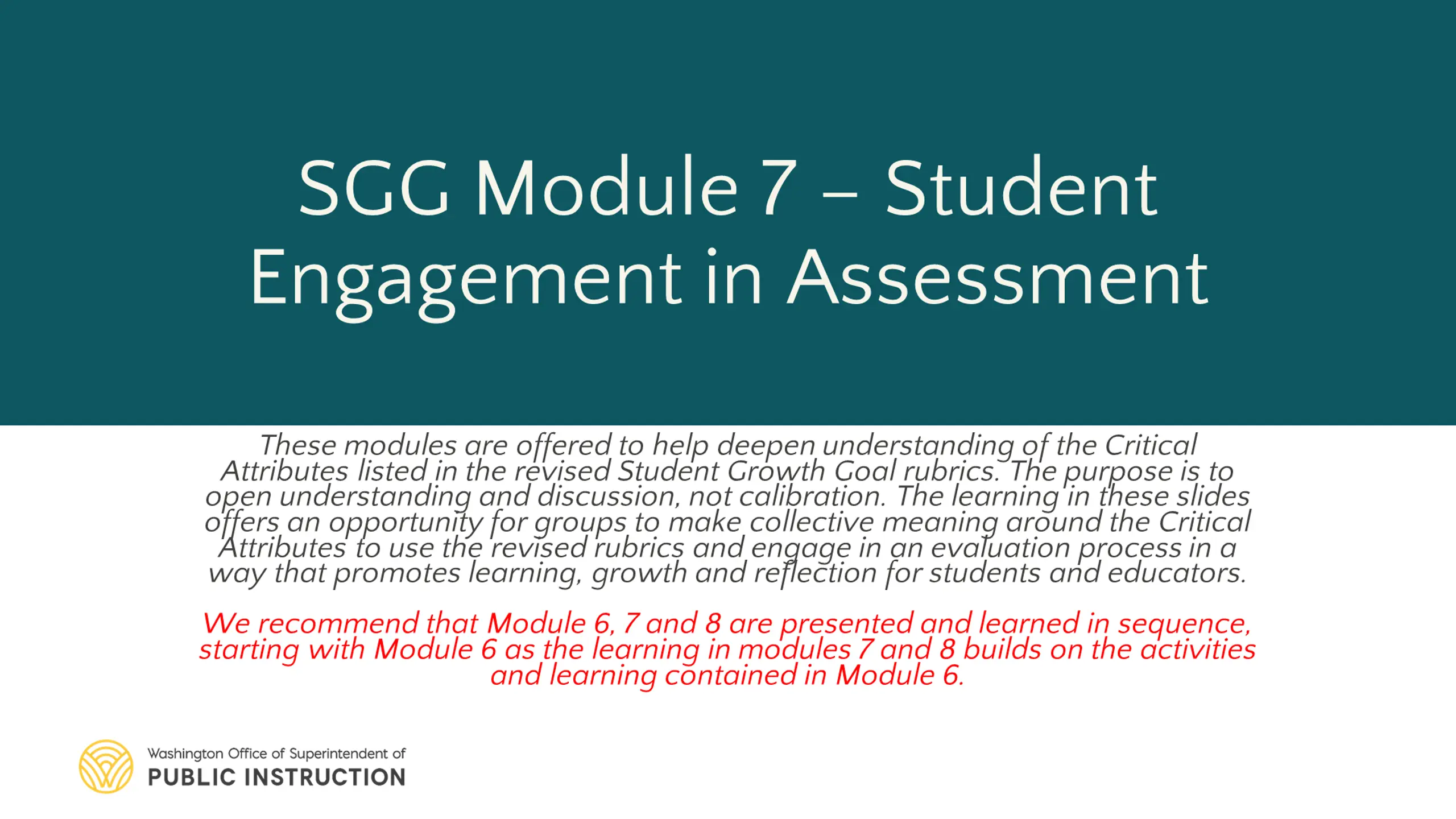SGG Module 7 – Student Engagement in Assessment