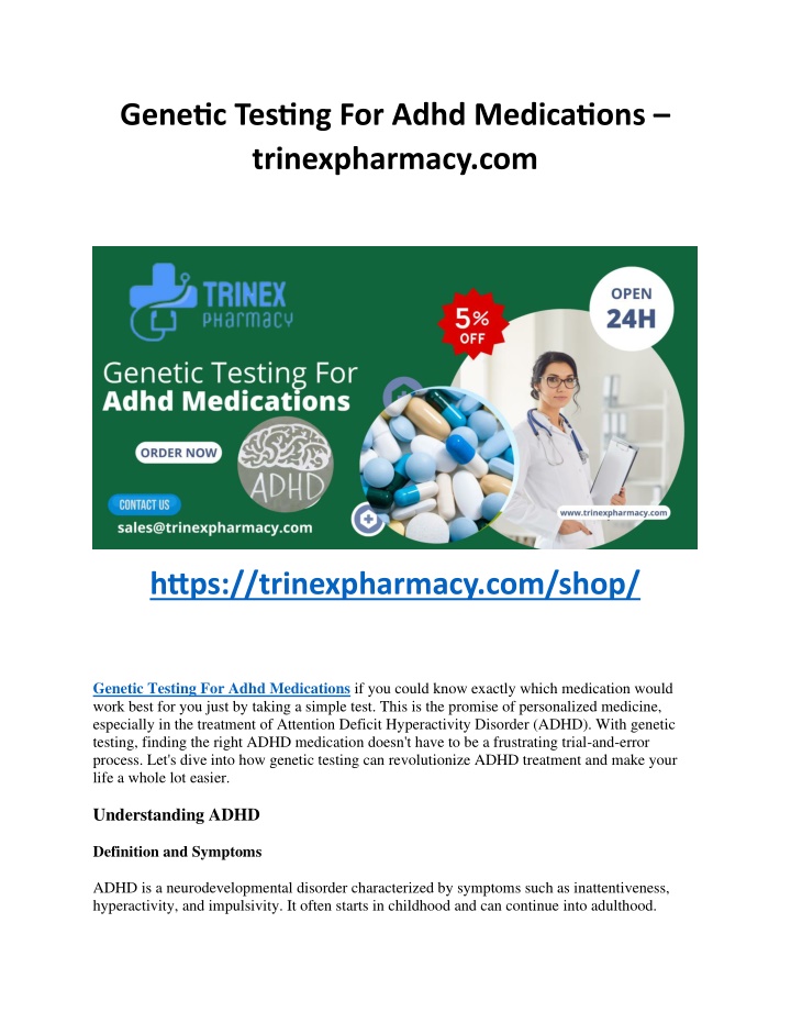 genetic testing for adhd medications n.w