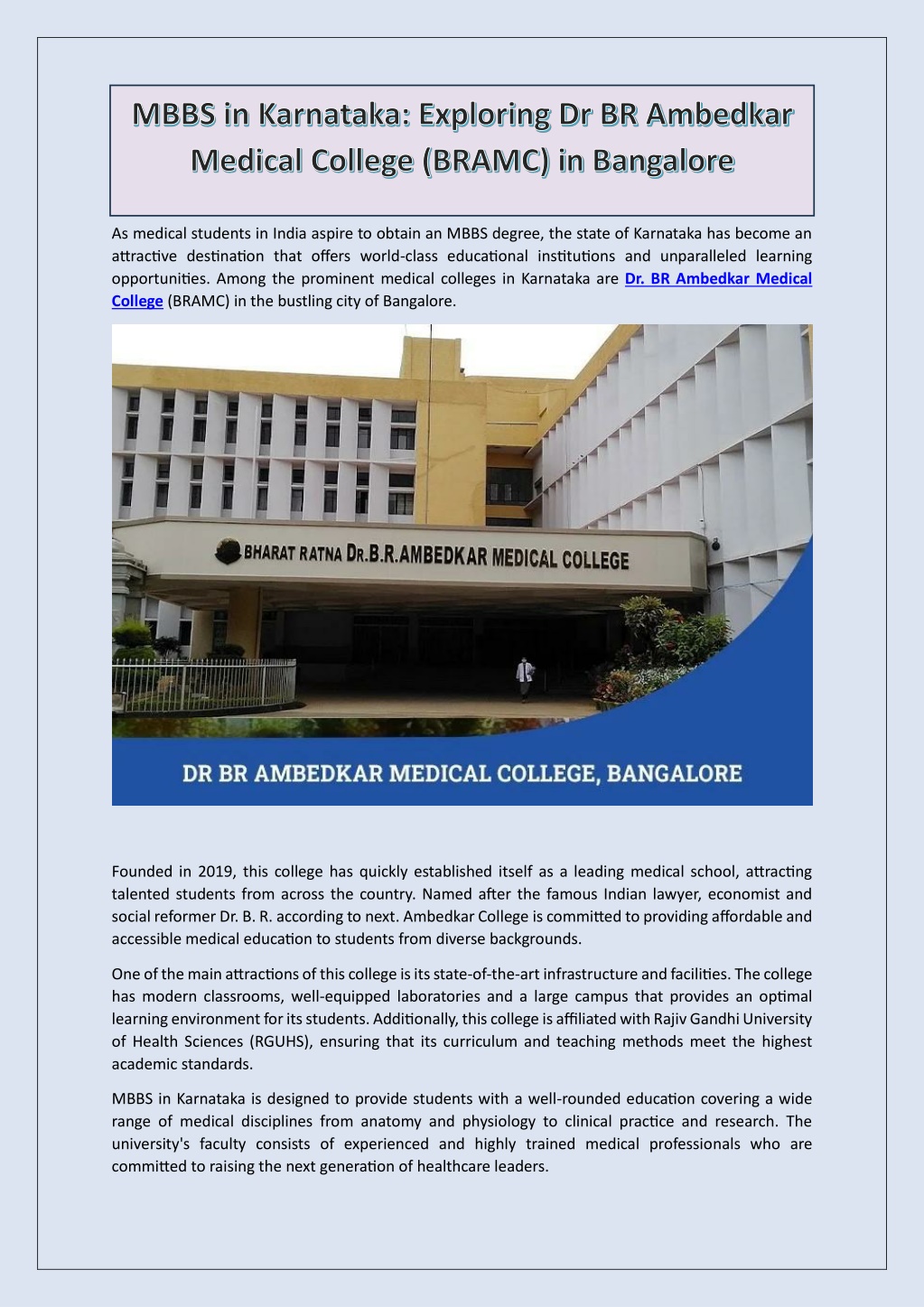 mbbs in karnataka exploring dr br ambedkar l.w