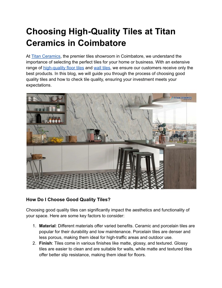 choosing high quality tiles at titan ceramics n.w