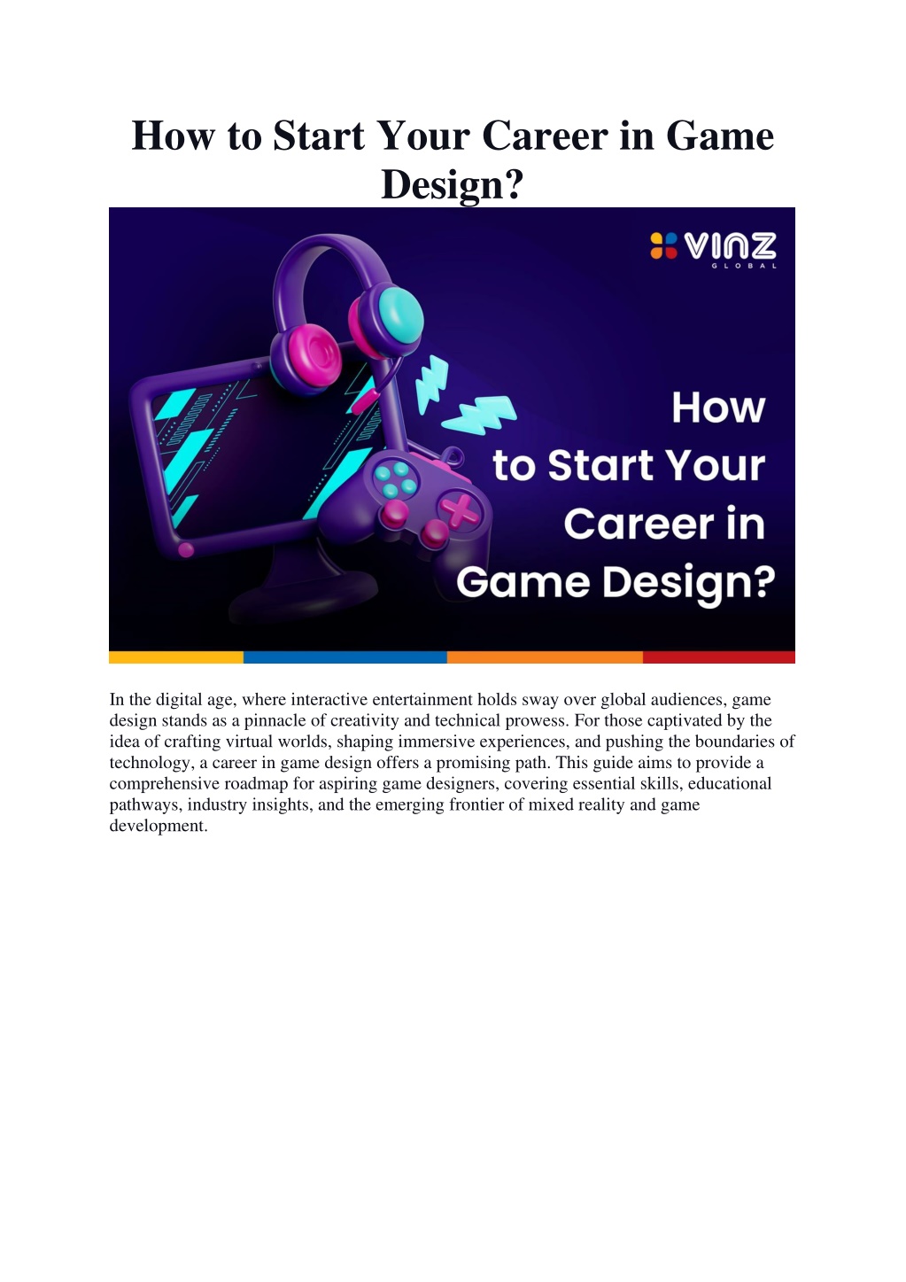 how to start your career in game design l.w