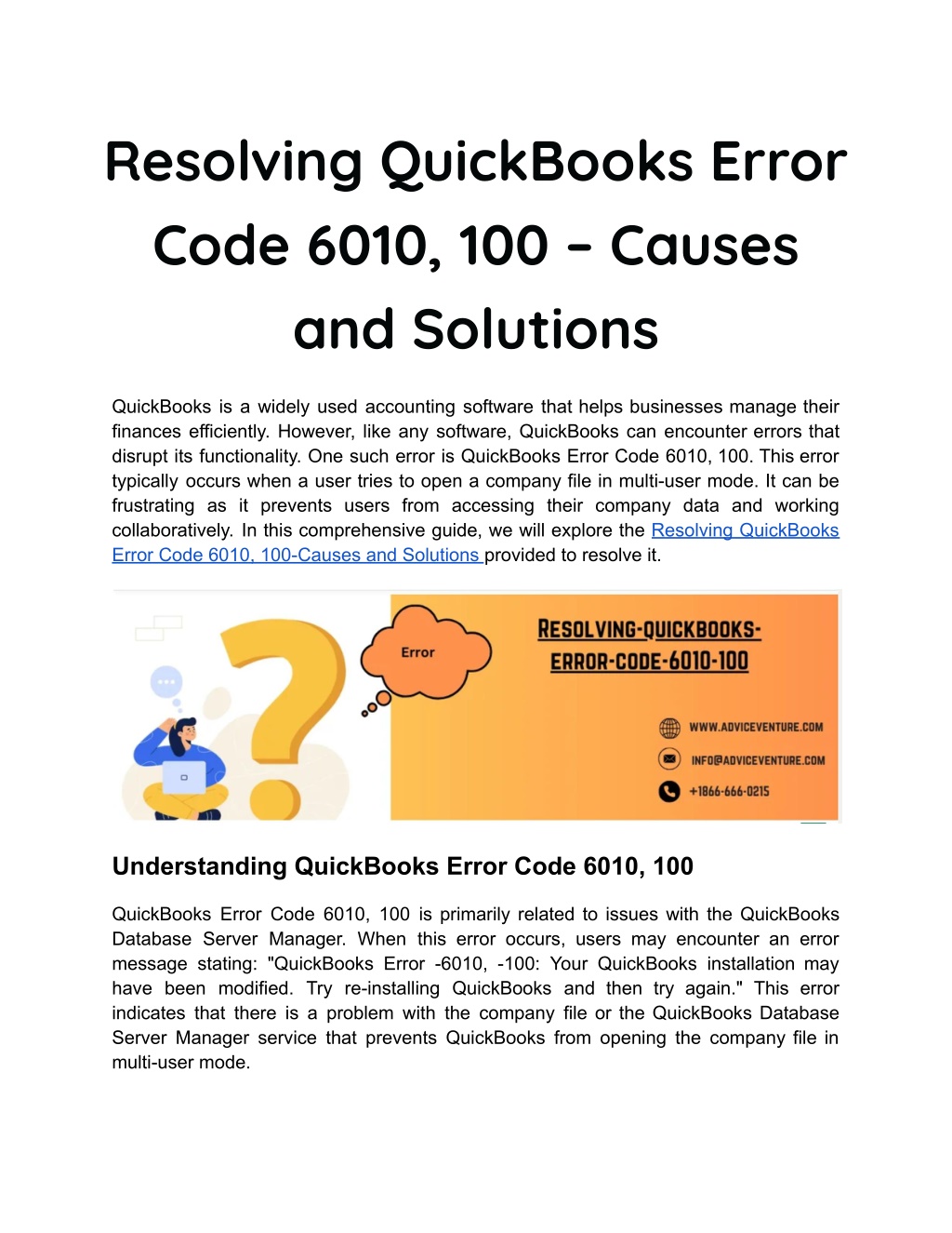 resolving quickbooks error code 6010 100 causes l.w