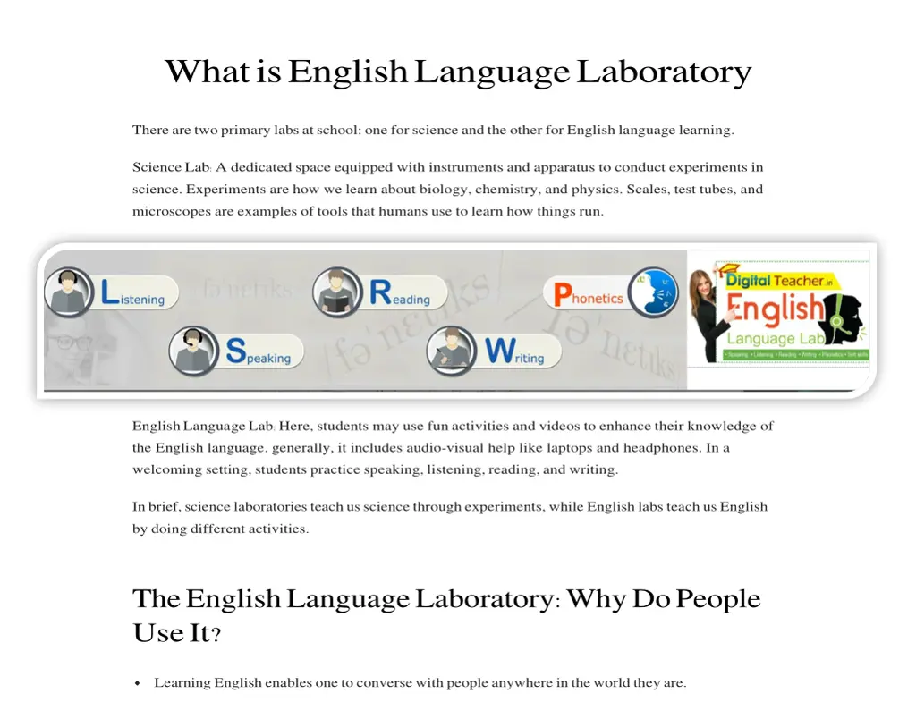 what is english language laboratory n.