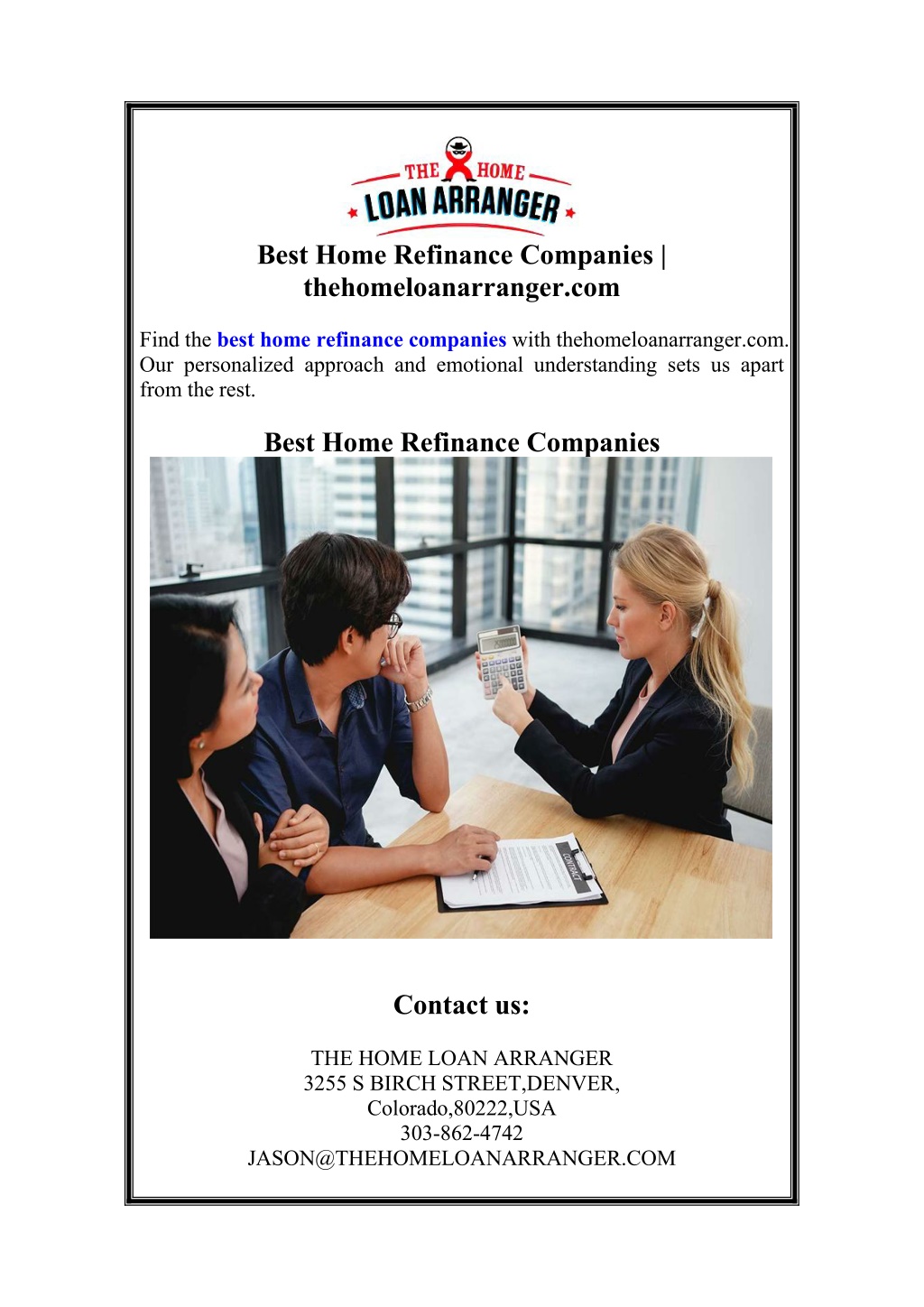 best home refinance companies thehomeloanarranger l.w