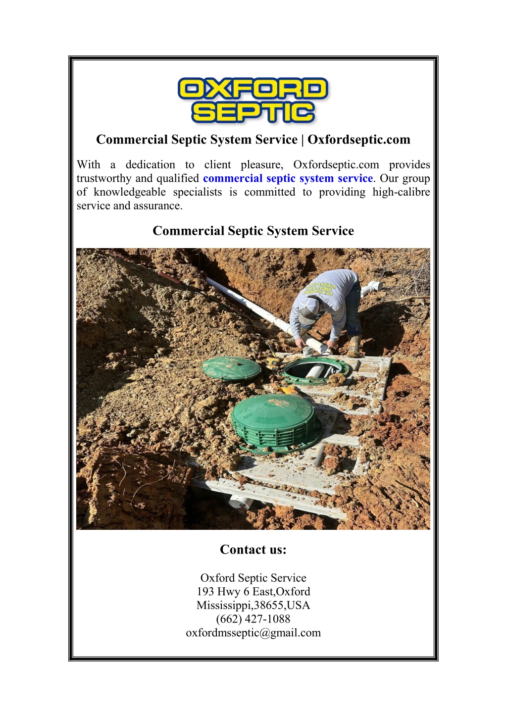 commercial septic system service oxfordseptic com l.w