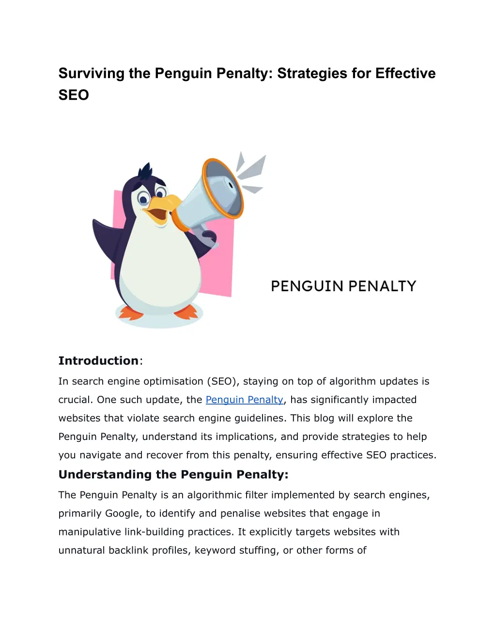 surviving the penguin penalty strategies n.