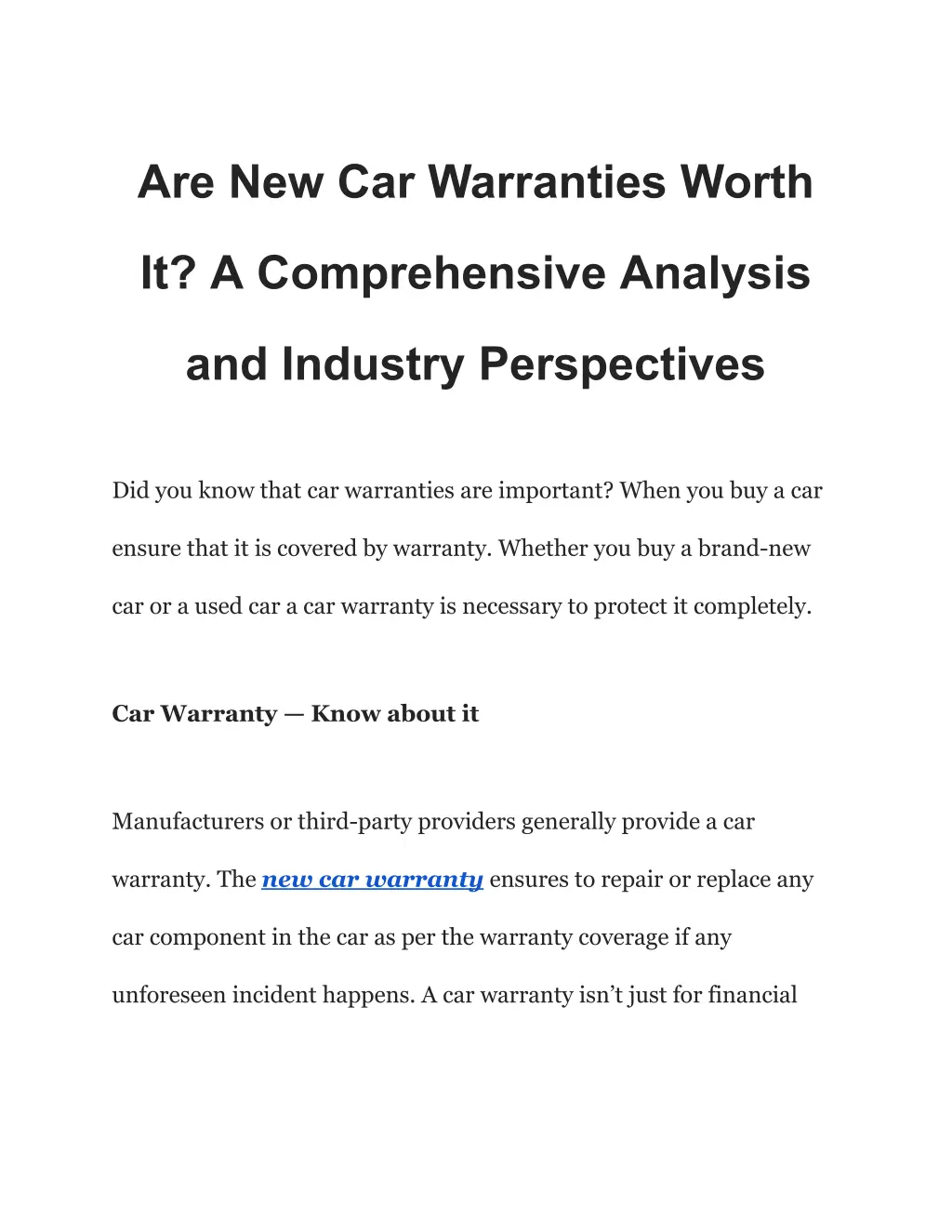 are new car warranties worth n.