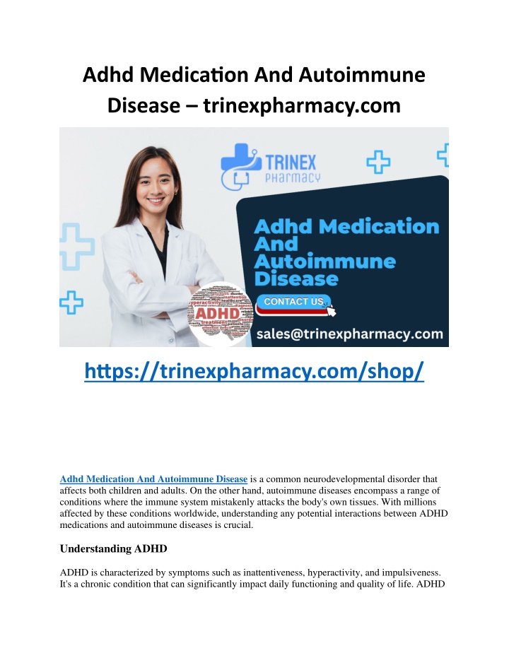adhd medication and autoimmune disease n.w