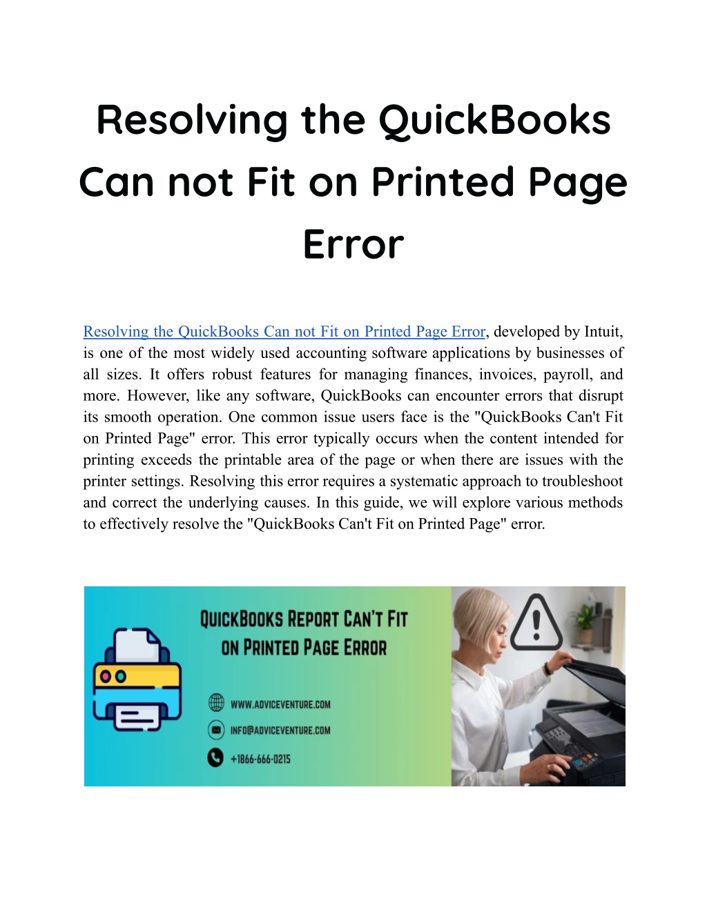 resolving the quickbooks can not fit on printed l.w