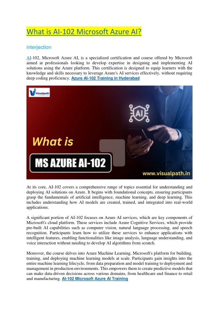 what is ai 102 microsoft azure ai n.w