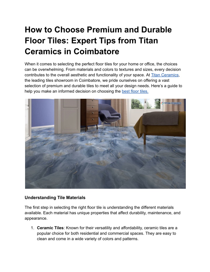 how to choose premium and durable floor tiles n.w