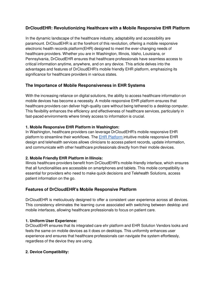 Article 31_ DrCloudEHR_ Revolutionizing Healthcare with a Mobile Responsive EHR Platform