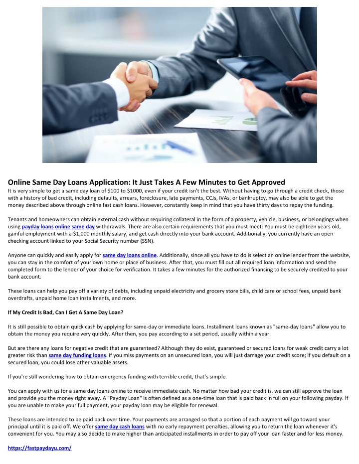 online same day loans application it just takes n.w