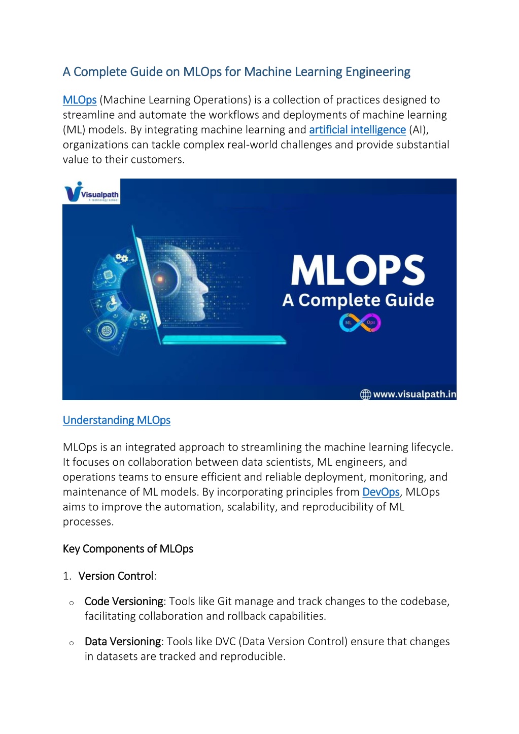 a a complete complete guide on mlops for machine l.w