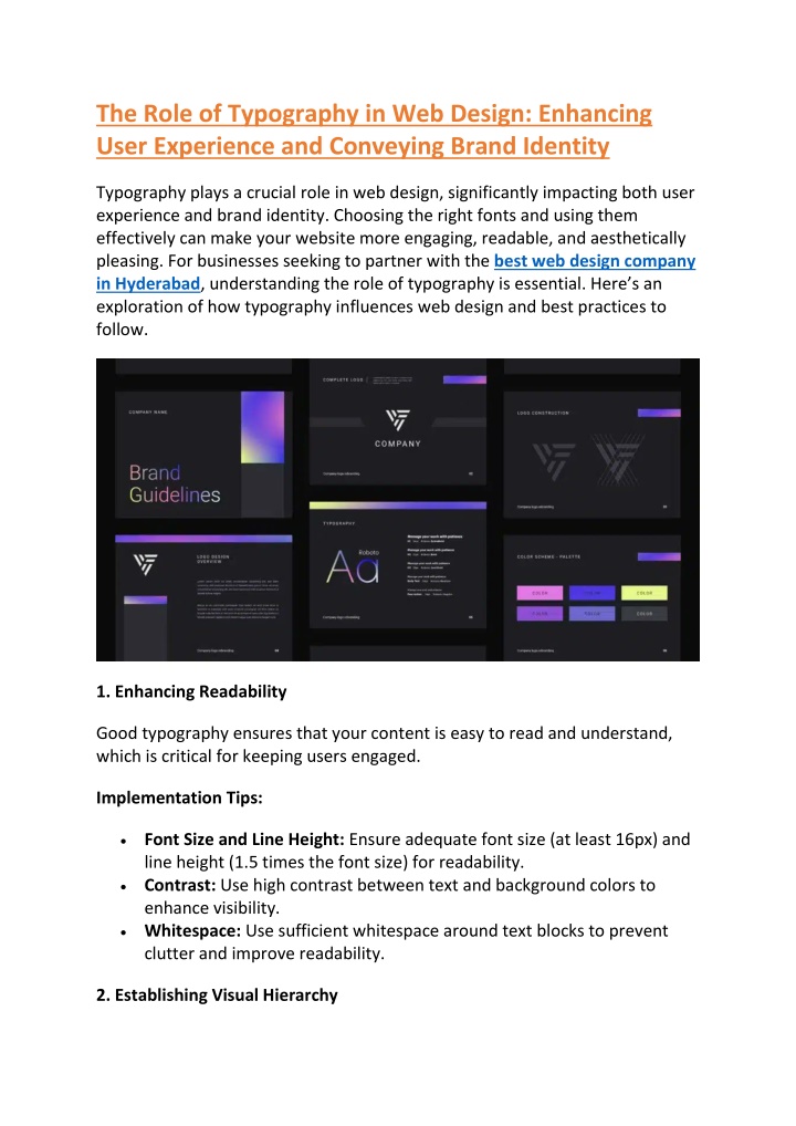 the role of typography in web design enhancing n.w