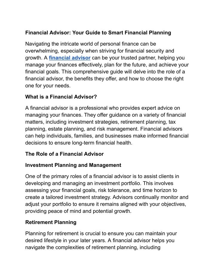 financial advisor your guide to smart financial n.w